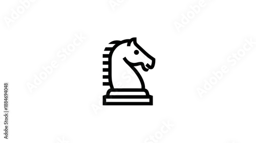 A minimalist illustration of a horse head, rendered in solid black lines on a white background