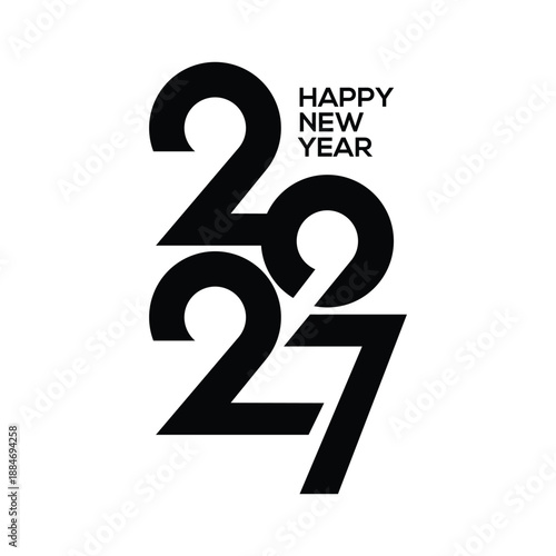 2027, Happy New Year 2027, 2027 Logo Design template with typography logo 2027 for celebration and season decoration. Minimalist trendy 