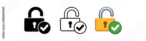 verification padlock open with tick symbol secure verification