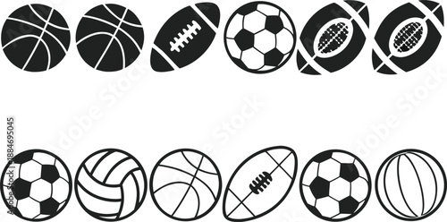Diverse Sports Equipment : A collection of sports equipment, showcasing the variety of sports and games that people enjoy, captured in a clean and consistent style. 
