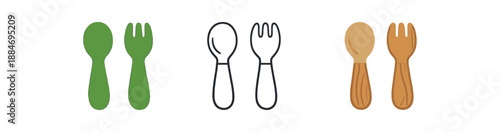 eco baby led weaning wooden baby spoon and fork reusable cutlery simple shapes