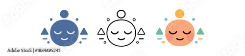 emotional design minimal face eyes closed surrounded by geometric calm pattern
