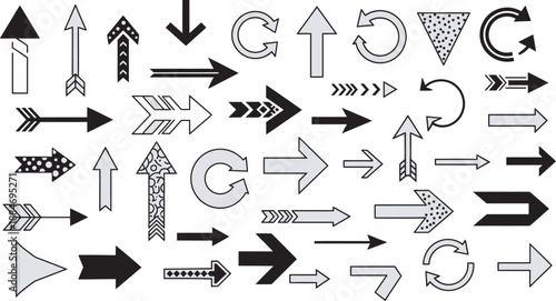 Collection of various arrow symbols and icons in different styles and directions