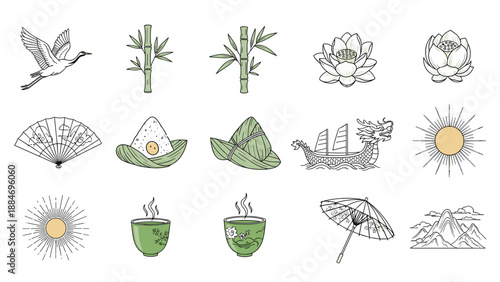 Collection of handdrawn desert and nature illustrations