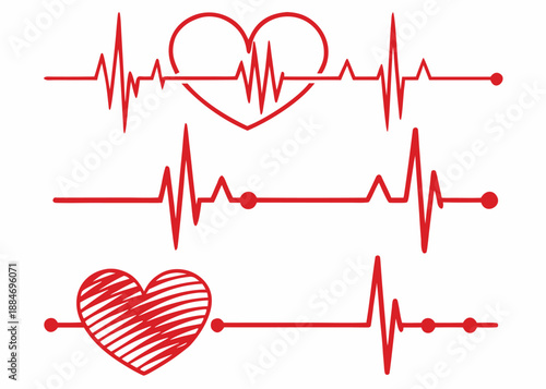 Vital Signs: A stylized representation of three red heart rhythms, symbolizing life and health, with the graphic elements emphasize the essence of cardiology and well-being.