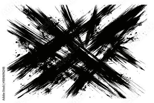 Hand drawn grunge illustration of brush strokes depicting an energetic crosshatch pattern for graphic design