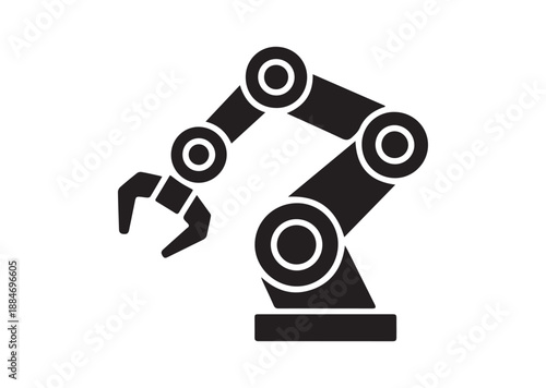 Industrial Robot Icon, Editable Solid Vector Illustration