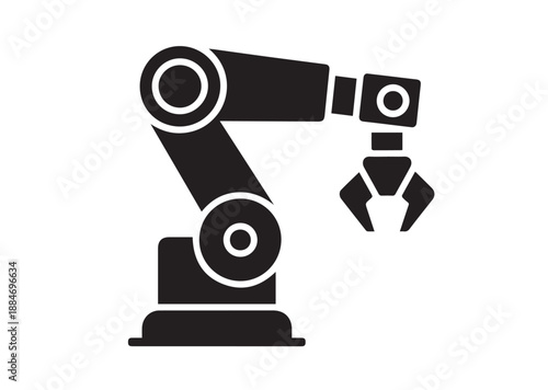 Industrial Robot Icon, Editable Solid Vector Illustration