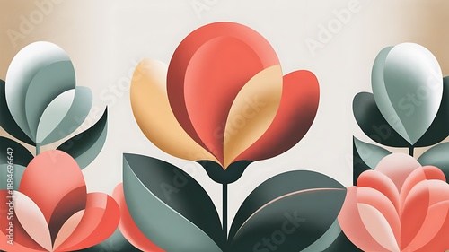 Vibrant floral pattern with abstract blooms