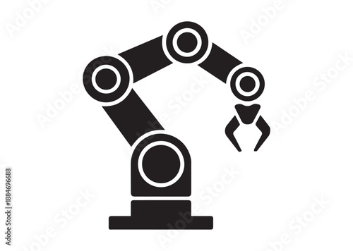 Industrial Robot Icon, Editable Solid Vector Illustration