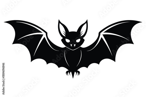 bat silhouette line art vector illustration with a white background