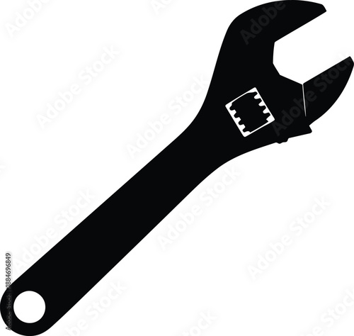 Adjustable Wrench Tool Silhouette for DIY Projects