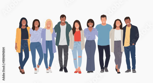 Multicultural group of friends smiling together