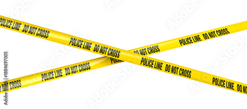 Yellow police line tape creating a barrier 3d isolated