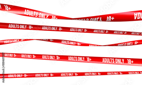Obraz na płótnie Red adults only 18 isolated tape 3d