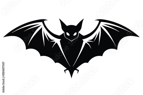bat silhouette line art vector illustration with a white background