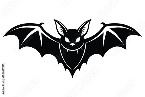 bat silhouette line art vector illustration with a white background