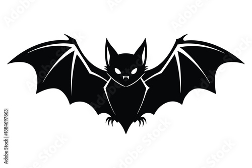 bat silhouette line art vector illustration with a white background