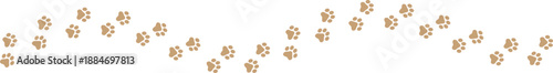 Paw Prints. Cute pets and Dogs pets paw print isolated on white background. Animal paw prints.