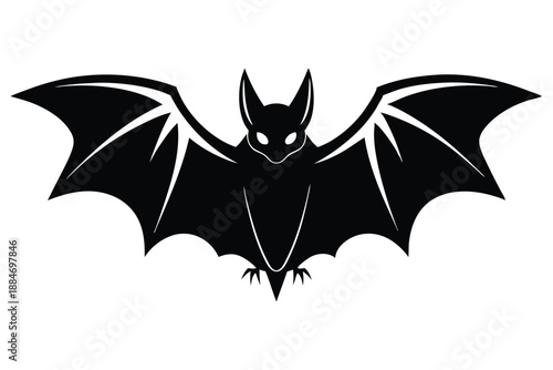 bat silhouette line art vector illustration with a white background