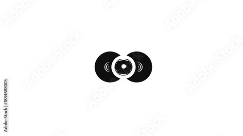 Graphic with three interlocked circles, resembling discs. Black on a white background. Central focus