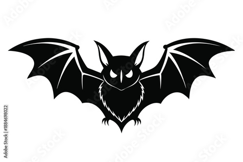 bat silhouette line art vector illustration with a white background