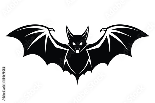 bat silhouette line art vector illustration with a white background