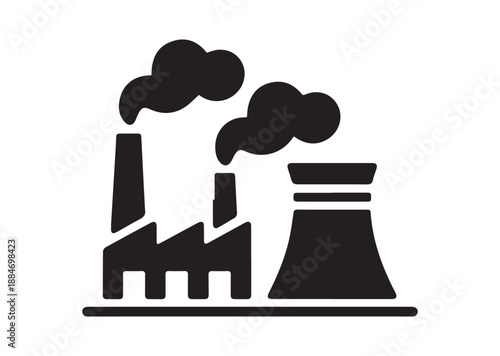 Power Plant Icon, Editable Solid Vector Illustration