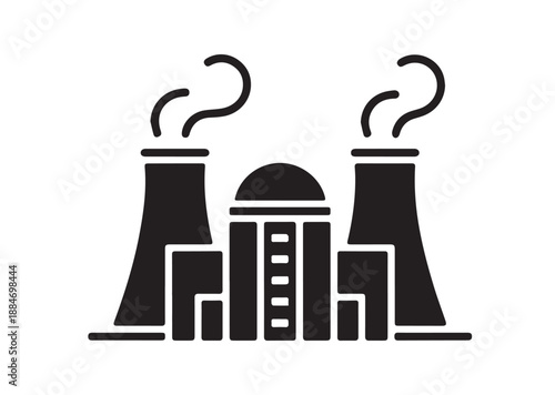 Power Plant Icon, Editable Solid Vector Illustration