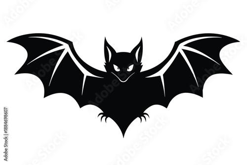 bat silhouette line art vector illustration with a white background