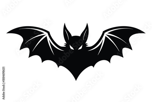 bat silhouette line art vector illustration with a white background