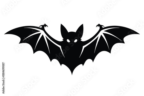 bat silhouette line art vector illustration with a white background