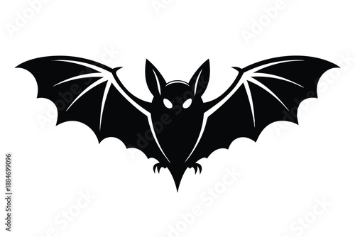 bat silhouette line art vector illustration with a white background
