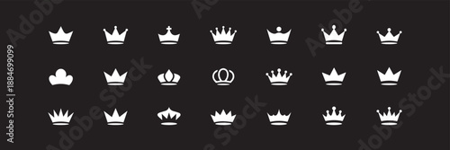 Doodle crowns. Line art king or queen crown sketch, fellow crowned heads tiara, beautiful diadem and luxurious decals vector illustration set. Royal head accessories linear collection
