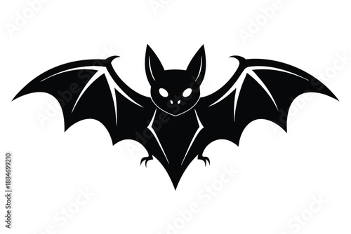 bat silhouette line art vector illustration with a white background