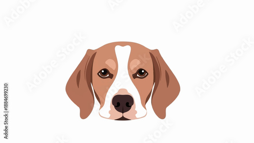 Cute illustration of a dog's face with brown and white markings