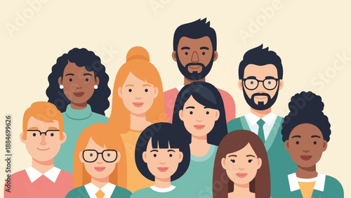 Diverse group of people smiling and posing together