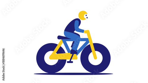 Simple illustration of a person riding a bicycle a plain