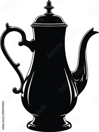 Elegant Black Teapot Silhouette for Vintage Designs