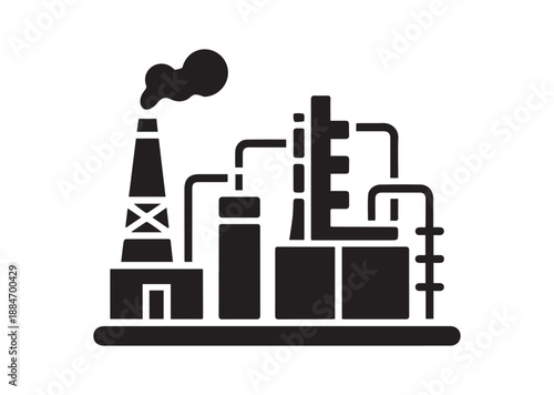 Oil Refinery Icon, Editable Solid Vector Illustration