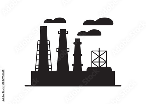 Oil Refinery Icon, Editable Solid Vector Illustration