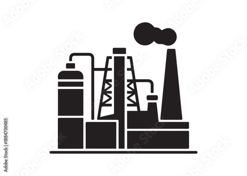 Oil Refinery Icon, Editable Solid Vector Illustration