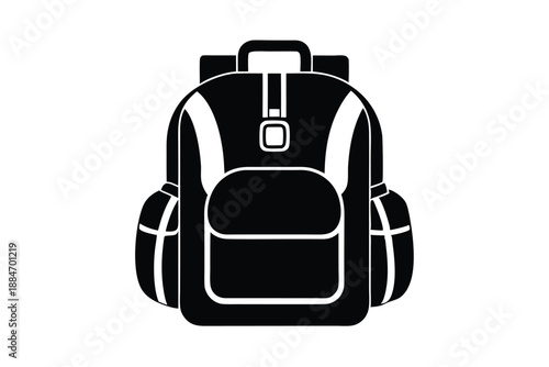 backpack silhouette line art vector illustration with a white background