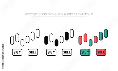 Trade Execution icon set in different style with white background illustration