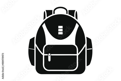 backpack silhouette line art vector illustration with a white background