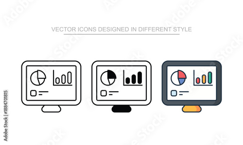 Portfolio Dashboard icon set in different style with white background illustration
