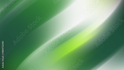 Abstract Green Gradient Background with Luminous Diagonal Stripes and Smooth Flowing Lines