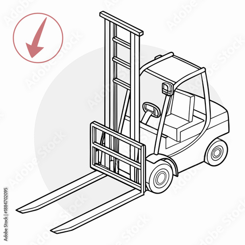 Technical Vector Illustration of Forklift Mast and Fork Components