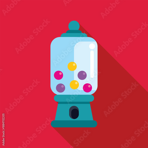 Gumball machine displaying colorful gumballs in a vending transparent jar