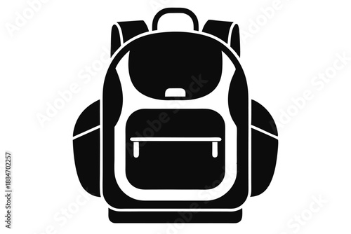 backpack silhouette line art vector illustration with a white background